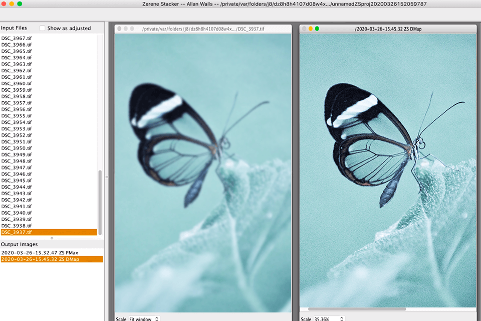 zerene stacker focus stacking software interface