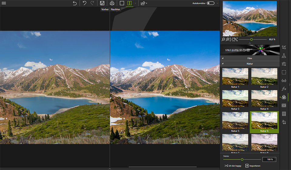 interface von kostenlosem inpixio foto editor