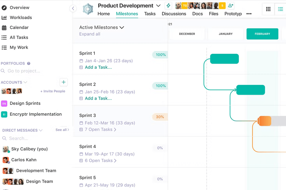 nifty project management software interface