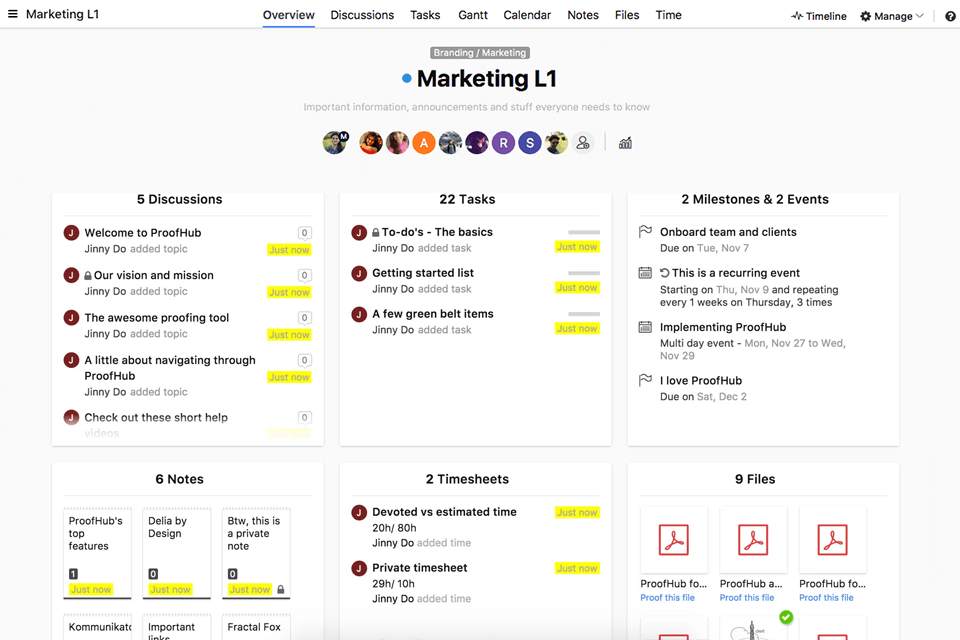 proofhub project management software screen