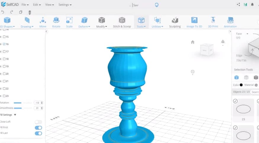 selfcad best 3d modeling software interface