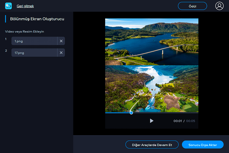 bölünmüş ekran hızlı video çevrimiçi video düzenleyici