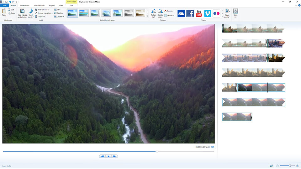 windows movie maker arayüzü
