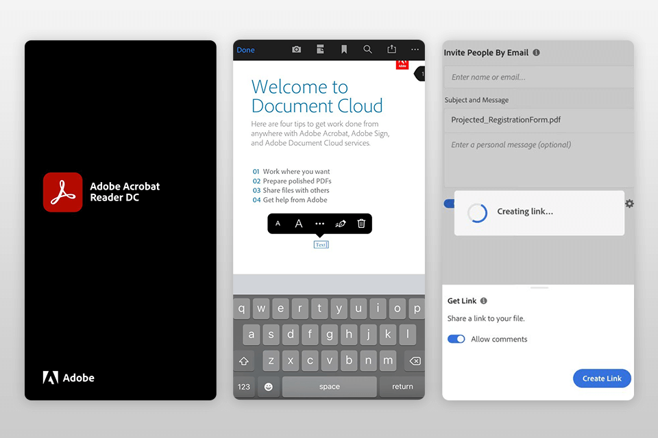 adobe acrobat reader pdf editor app interface