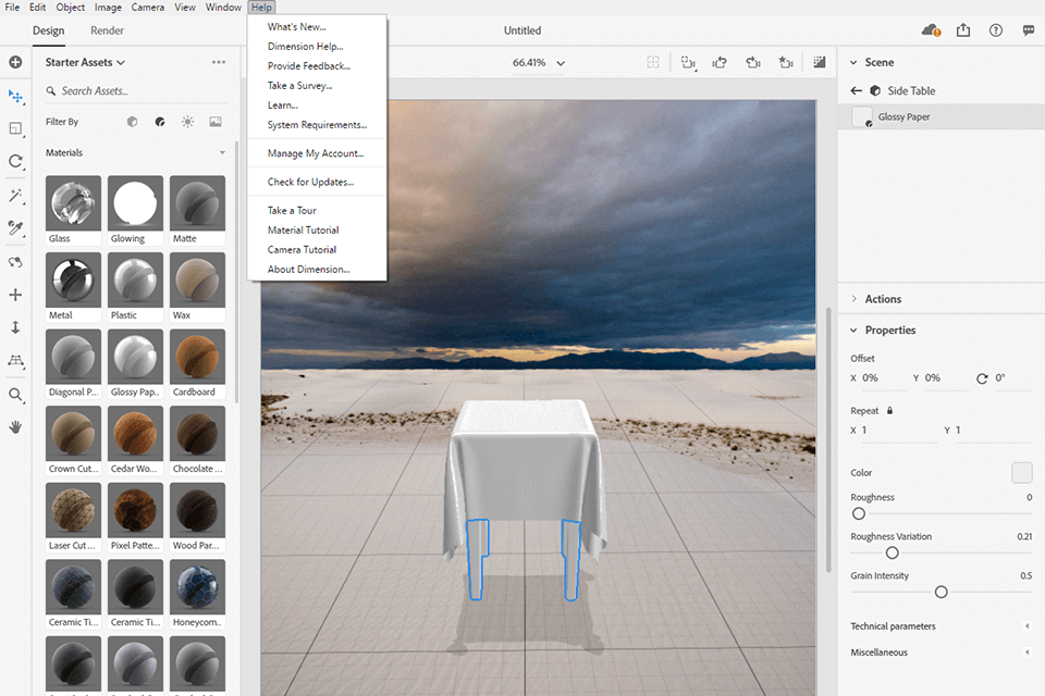 adobe dimension materials