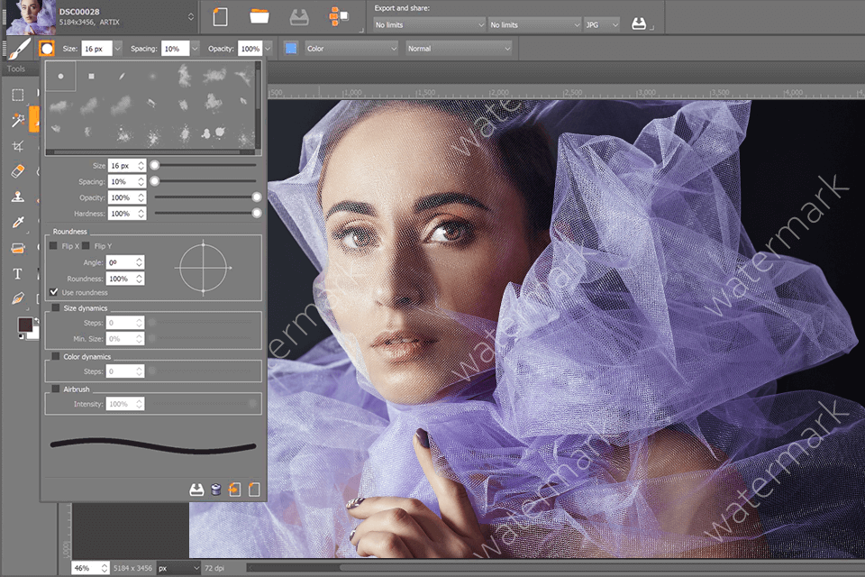 artipic interfaz de software para eliminar marcas de agua