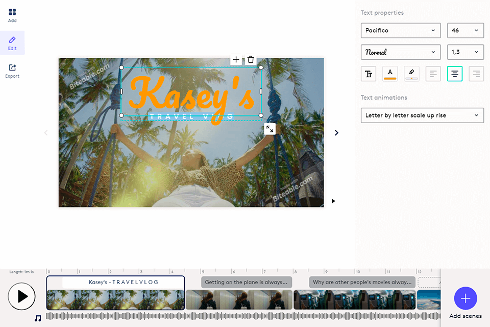 biteable movie trailer maker interface