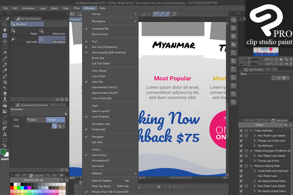 clip studio paint pro interface