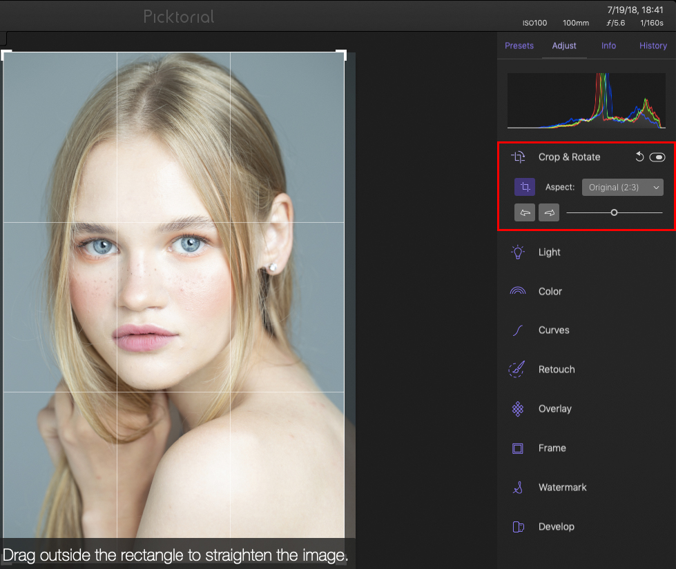 crop and rotate in picktorial