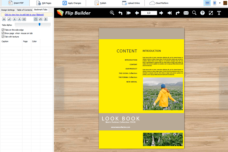 flipbuilder gratis broschüren-maker interface