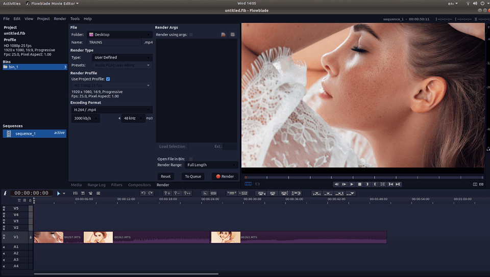 flowblade open source video editor interface