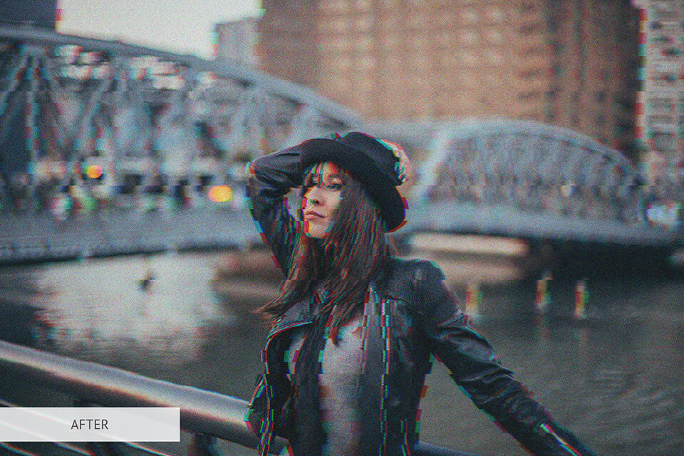 free chromatic aberration photoshop action glitch