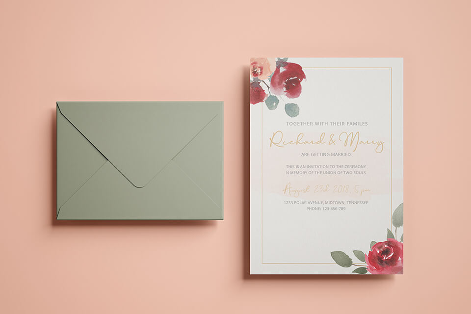 free photoshop wedding invitation template as gift for photography day