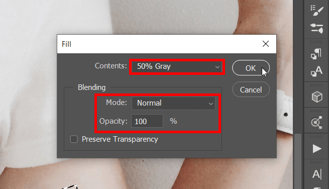 how to remove tattoos in photoshop 50 gray selection fill