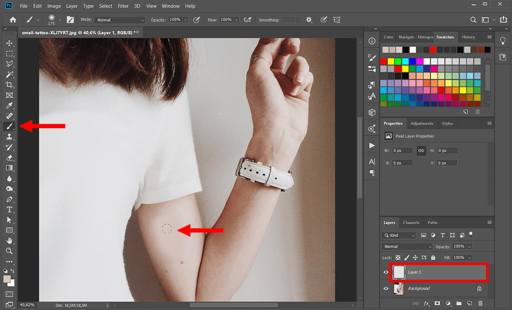 how to remove tattoos in photoshop brush tool
