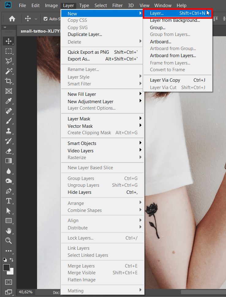how to remove tattoos in photoshop new layer