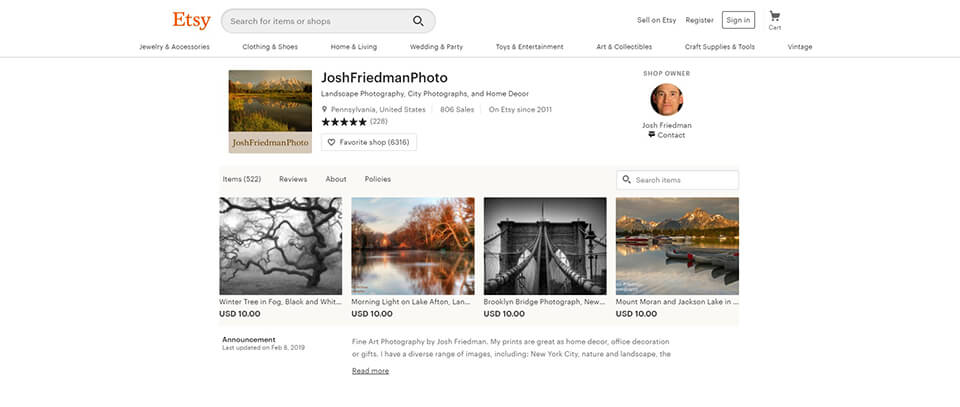 how to sell photos on etsy