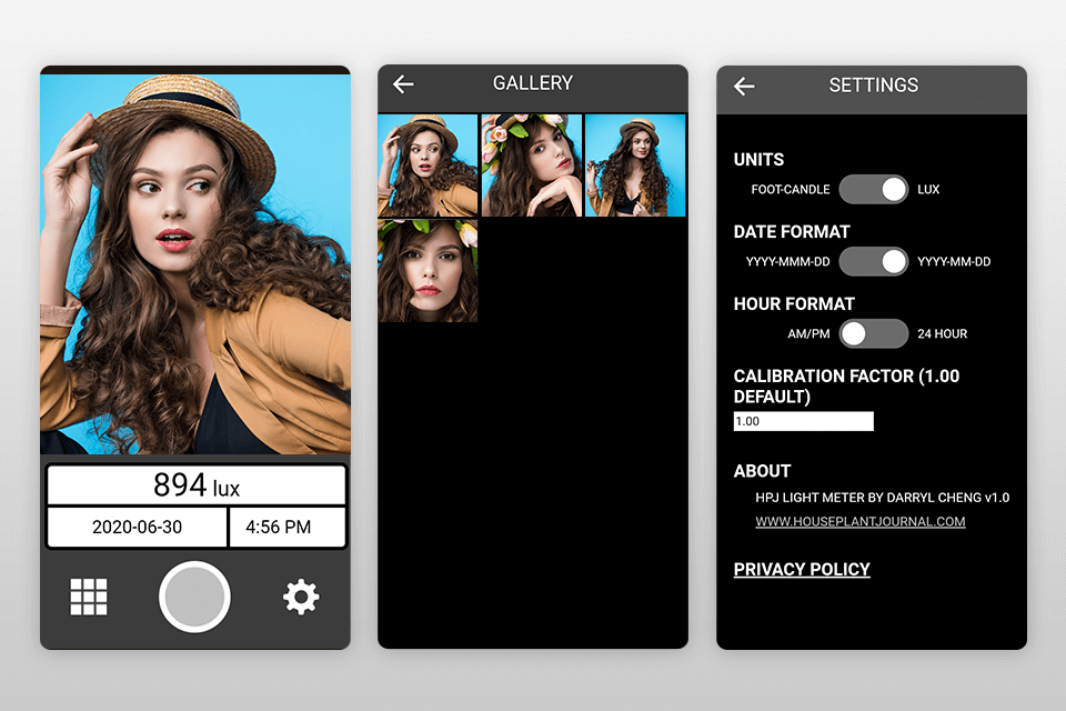 hpj light meter light meter app interface