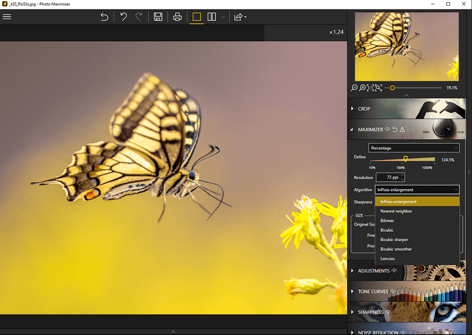 inpixio photo maximizer redimensionnement intensif de 1000%