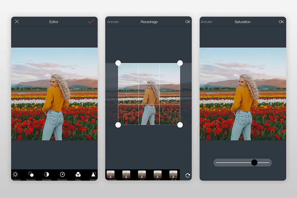 interface mobile de l editeur de photos inpixio