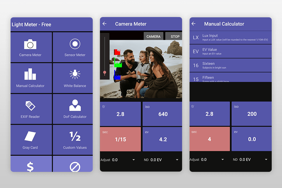 light meter free light meter app interface