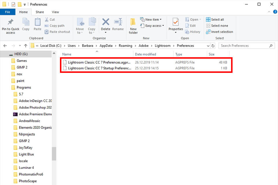 lightroom settings file delete