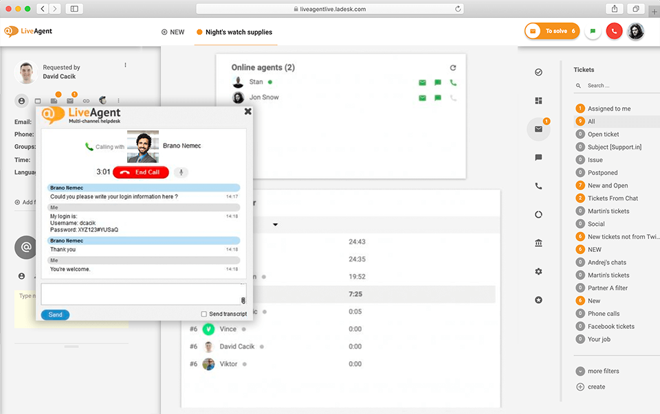 liveagent call center software