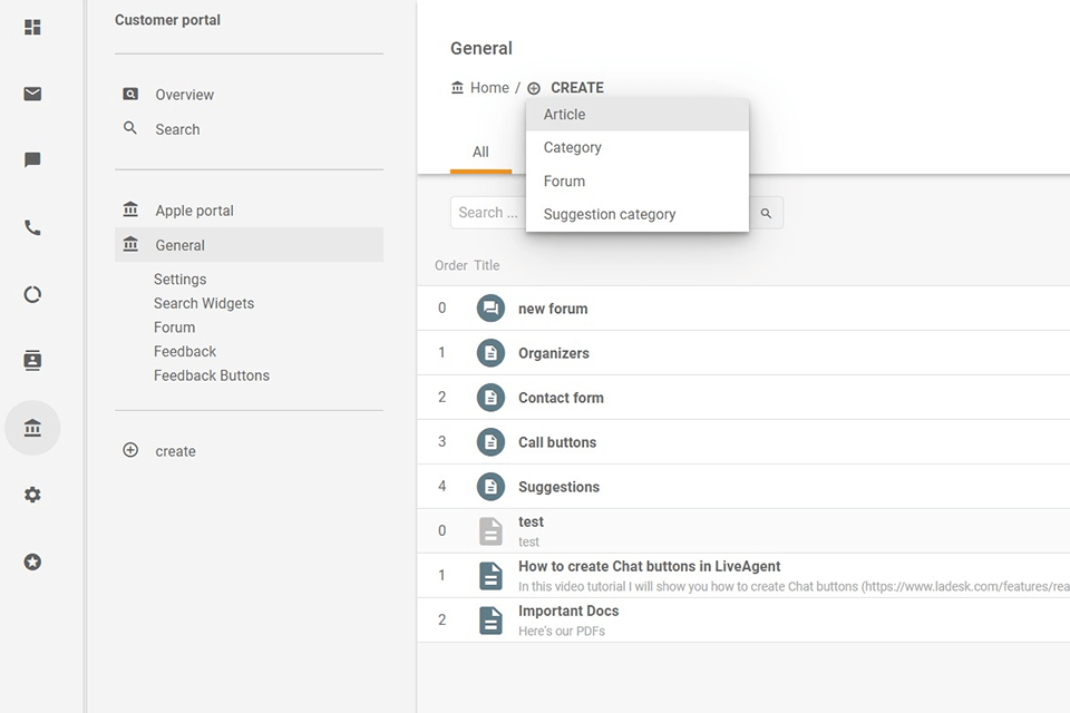 liveagent知识库软件界面