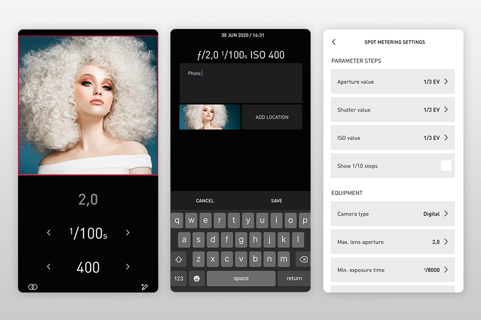 lumu light meter app interface