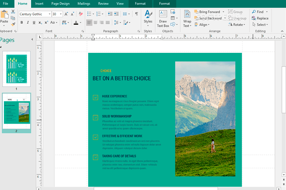 microsoft publisher gratis broschüren-maker interface