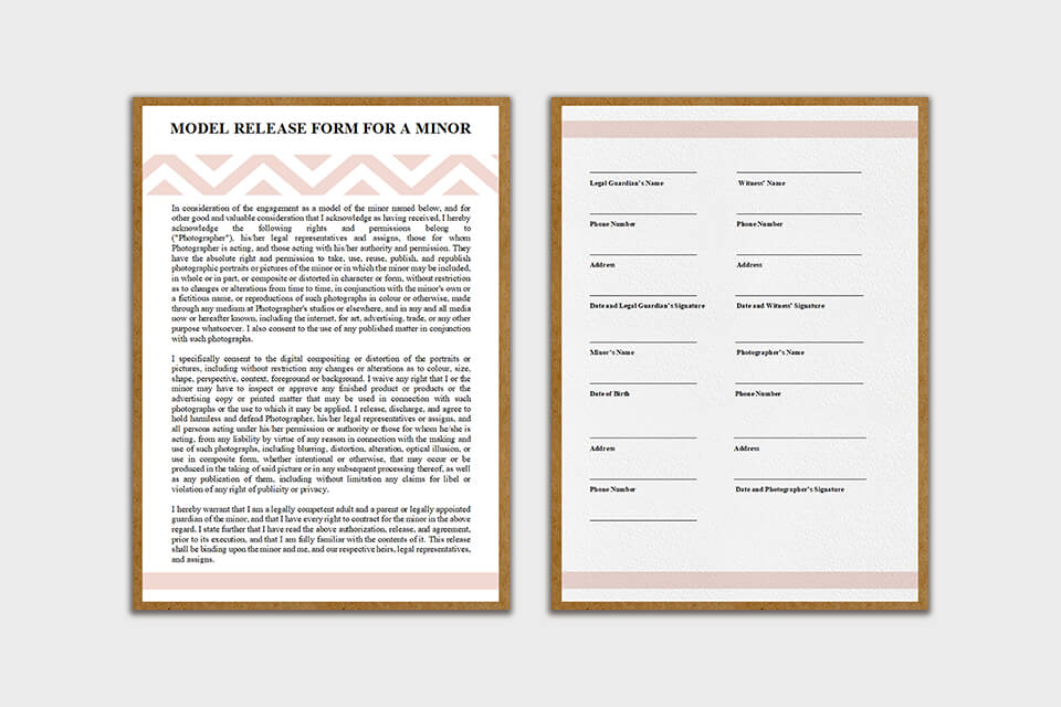 model release form for minors model release form pdf