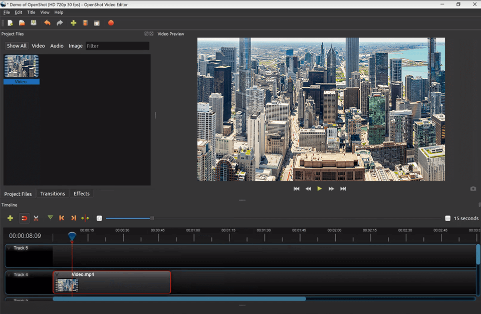 openshot open source video editor interface