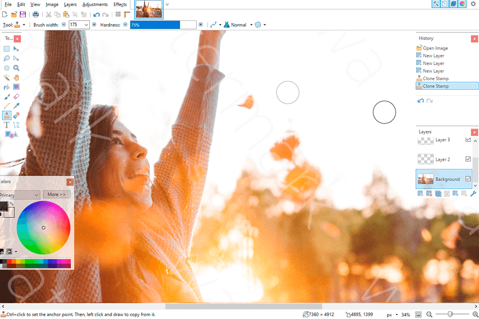 paint.net interfaz de software para eliminar marcas de agua