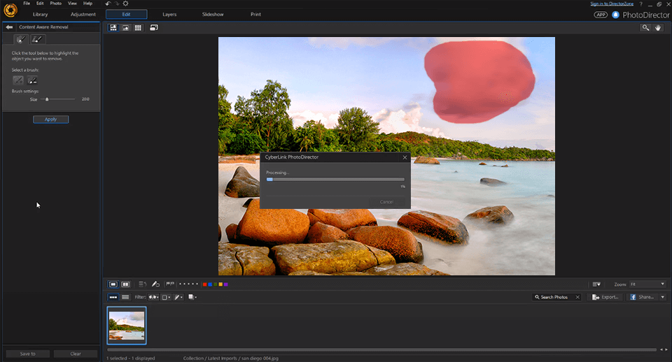 photodirector software for photo stamp remover interface