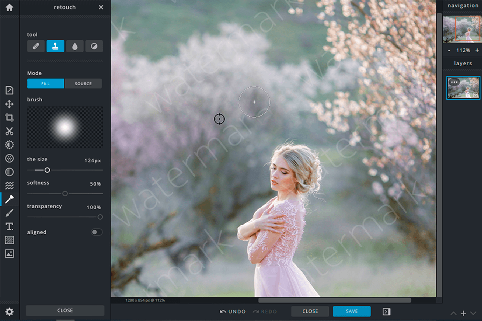 pixlr interfaz de software para eliminar marcas de agua