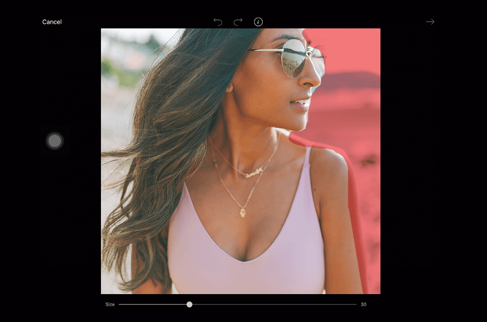 polarr software for photo stamp remover interface