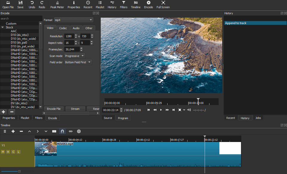 shotcut best open source video editor interface