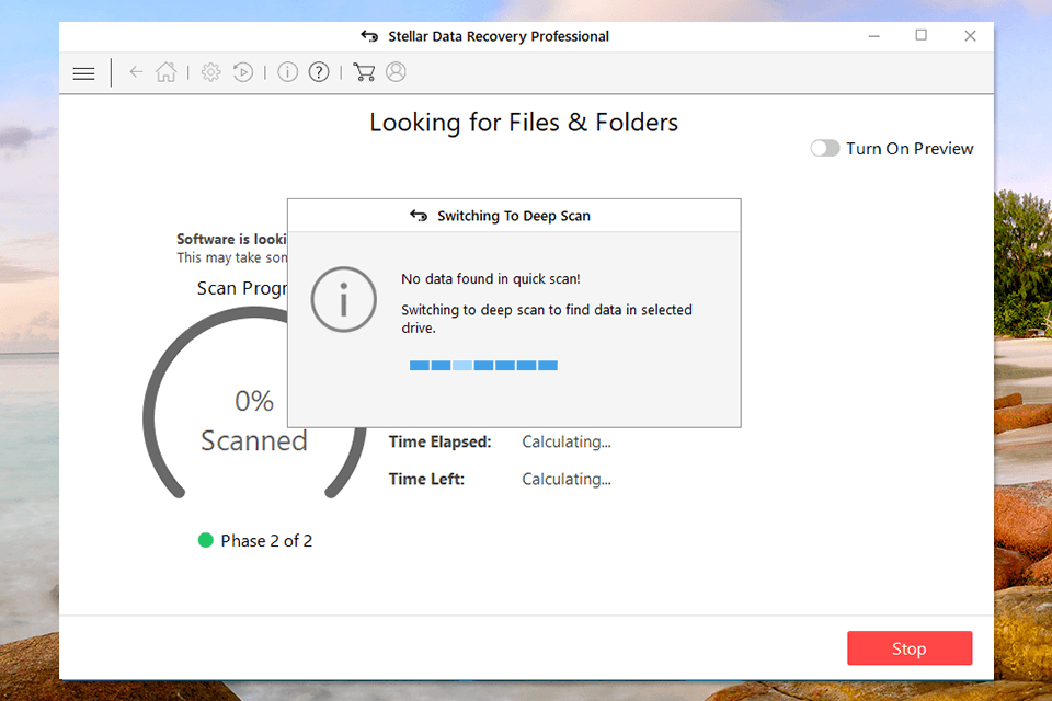 interfaccia di stellar recupero dati