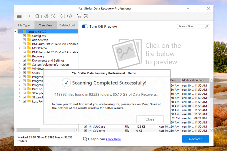 scansione profonda di stellar recupero dati