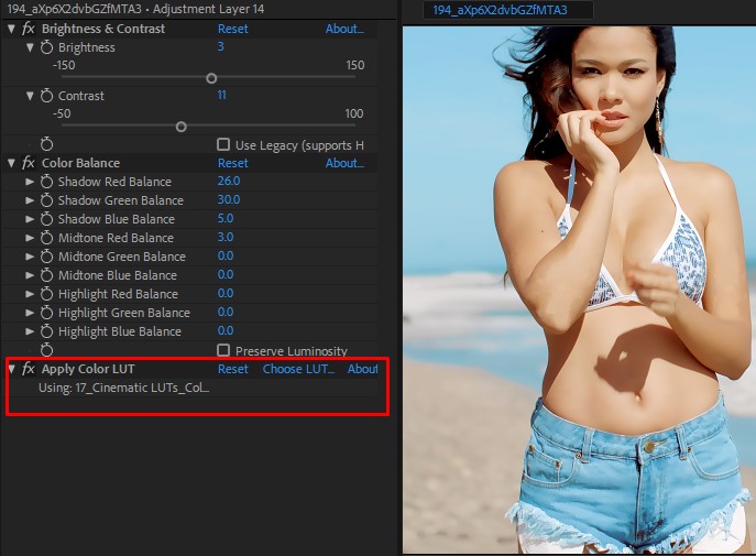 using luts in adobe after effects