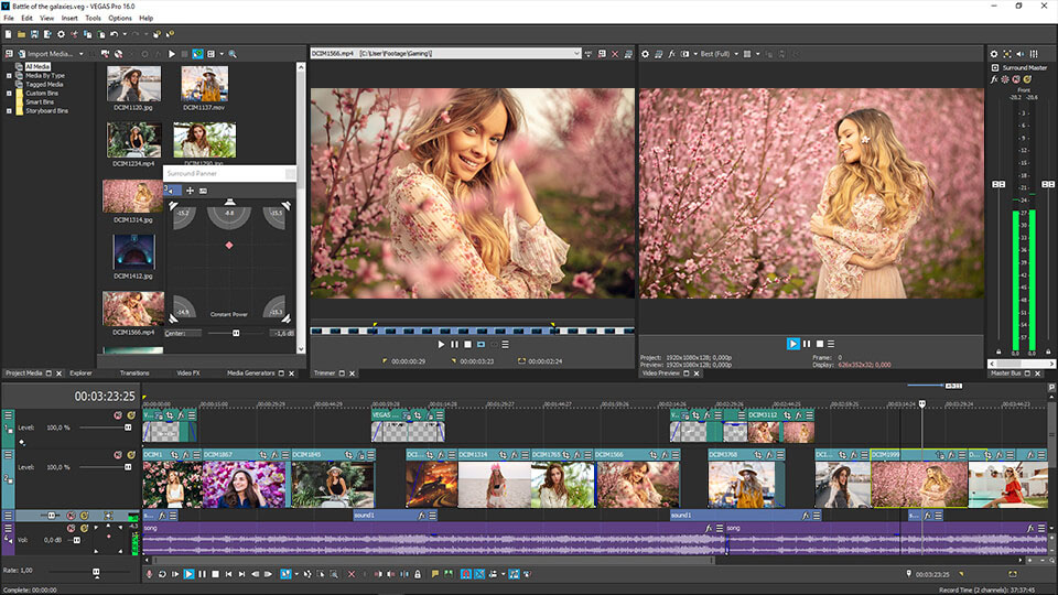 vegas pro movie trailer maker interface