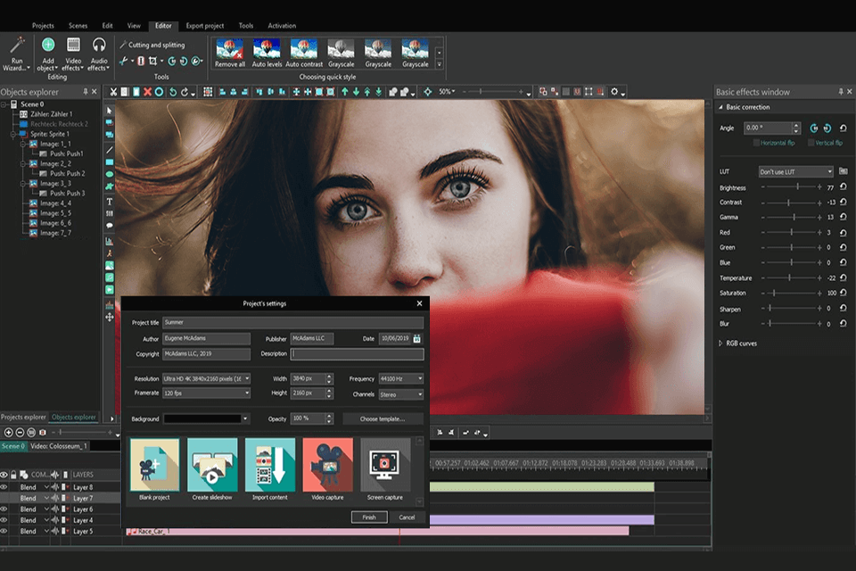 vsdc video editor movie trailer maker interface