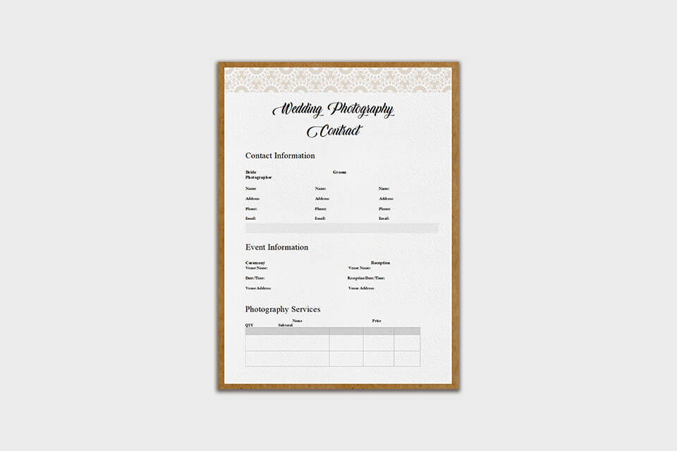 wedding photography model release form pdf