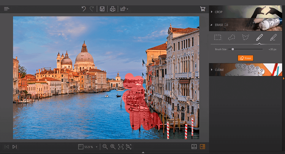 wondershare fotophire software for photo stamp remover interface