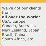 We work with USA, UK, Europe, Australia, Canada