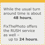 Photo retouching order turnaround is 48 hours