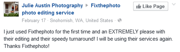 Photo editing services review by Julie Austin Photography from Snohomish, WA, USA
