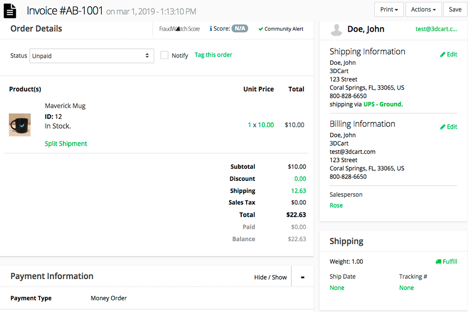 3dcart ecommerce platforms interface