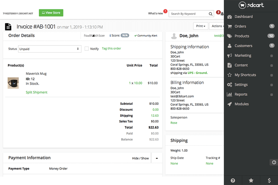 3dcart ecommerce shopping cart software