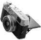 camera with viewfinder and flip screen